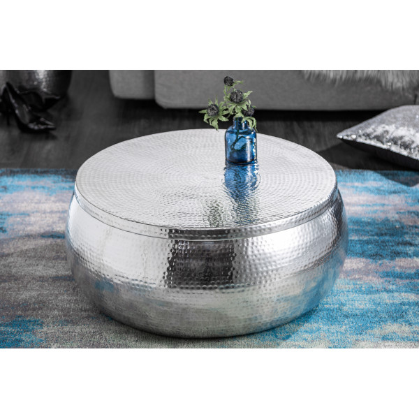 ORIENT STORAGE fém dohányzóasztal - ezüst