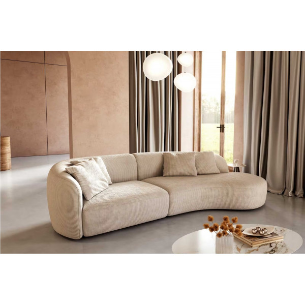 MARINI modern kanapé - beige kordbársony - 330cm