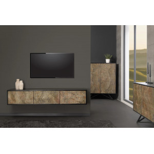 MOUNTAIN SOUL különleges kőfurnéros TV-szekrény - 160cm - beige