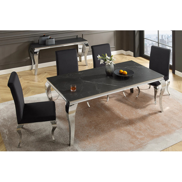 MODERN BAROCK design étkezőasztal -180cm - fekete márvány