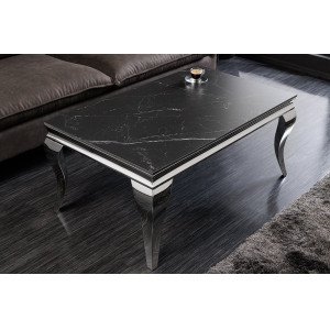 MODERN BAROCK design dohányzóasztal - 100cm - fekete márvány INVICTA