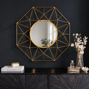 PRISM modern fali tükör 80 cm – arany INVICTA