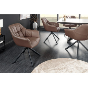 PAPILLON design forgatható szék - valódi bőr - barna INVICTA