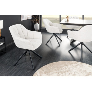 PAPILLON design forgatható bouclé szék - fehér INVICTA