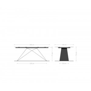 GIORDANO prémium üveg  étkezőasztal - 200cm