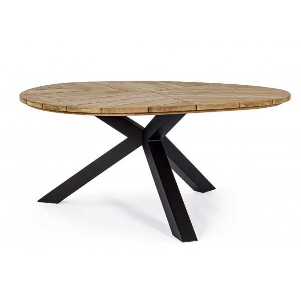 PALMDALE ROUND prémium teakfa kültéri étkezőasztal - 160cm - antracit