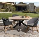 PALMDALE ROUND prémium teakfa kültéri étkezőasztal - 160cm - antracit