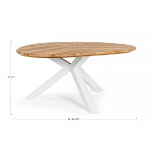 PALMDALE ROUND prémium teakfa kültéri étkezőasztal - 160cm - fehér