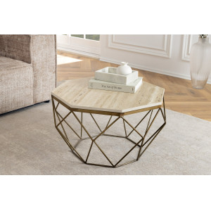 DIAMOND modern travertin dohányzóasztal - 70cm - réz
