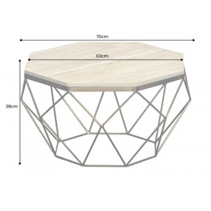DIAMOND modern travertin dohányzóasztal - 70cm - réz