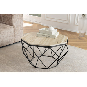 DIAMOND modern travertin dohányzóasztal - 70cm - fekete INVICTA