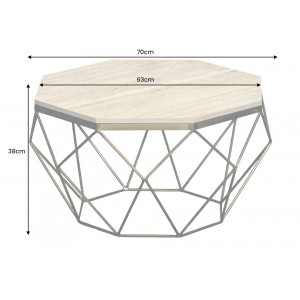 DIAMOND modern travertin dohányzóasztal - 70cm - fekete