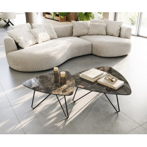 HOGAN prémium kerámia dohányzóasztal - barna - 88cm