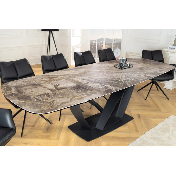 PAPILLON exkluzív bővíthető kerámia étkezőasztal - taupe - 180-220-260cm