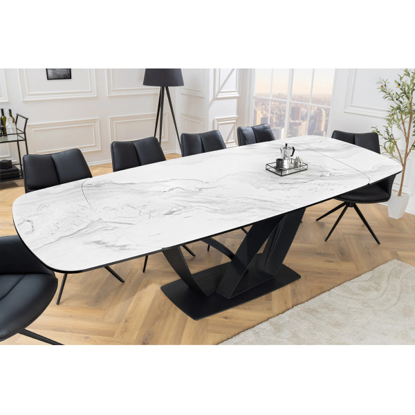 PAPILLON exkluzív bővíthető kerámia étkezőasztal - fehér - 180-220-260cm