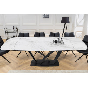 PAPILLON exkluzív bővíthető kerámia étkezőasztal - fehér - 180-220-260cm