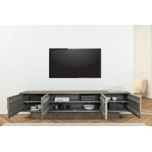 DECORAND különleges mangófa TV-szekrény - 200cm - szürke INVICTA