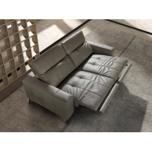 NIETO prémium bőr relax kanapé - 3 személyes - szürke