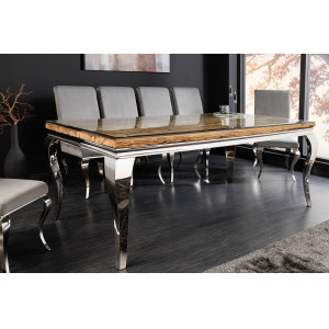 WOODEN BAROCK design étkezőasztal - 200cm - ezüst INVICTA