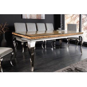 WOODEN BAROCK design étkezőasztal - 200cm - ezüst INVICTA