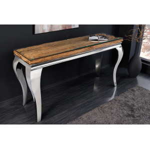 WOODEN BAROCK konzolasztal - 145cm - ezüst