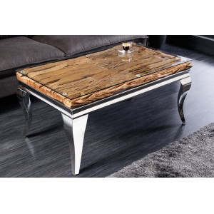 WOODEN BAROCK design dohányzóasztal - 100cm - ezüst INVICTA