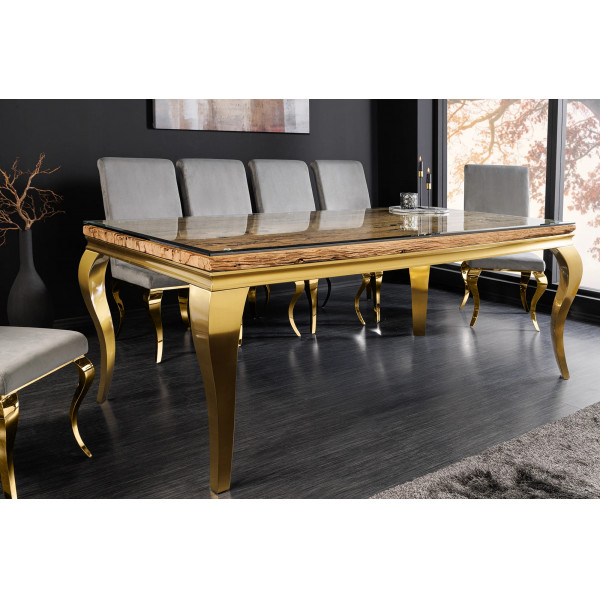 WOODEN BAROCK design étkezőasztal - 200cm - arany