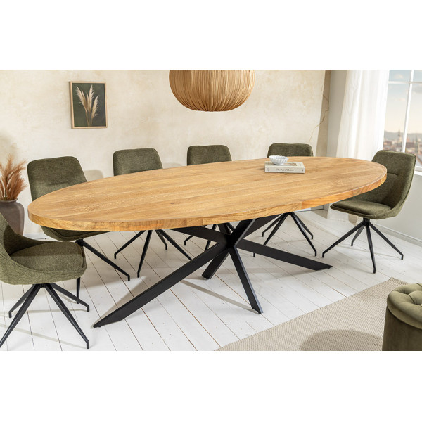 GALAXY OVAL tömör mangófa étkezőasztal - 240cm