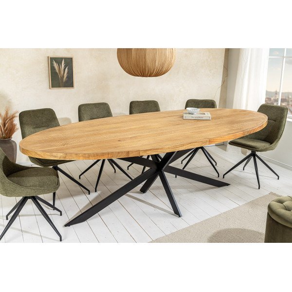 GALAXY OVAL tömör mangófa étkezőasztal - 240cm