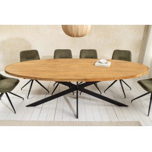 GALAXY OVAL tömör mangófa étkezőasztal - 240cm INVICTA
