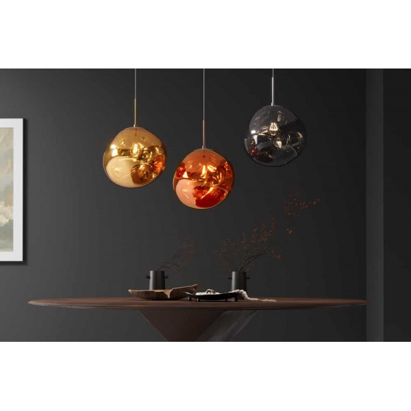 AURA modern üveg függőlámpa 20 cm – arany/ezüst/réz