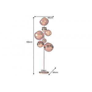 LIQUID DIAMOND design állólámpa - 170cm - réz
