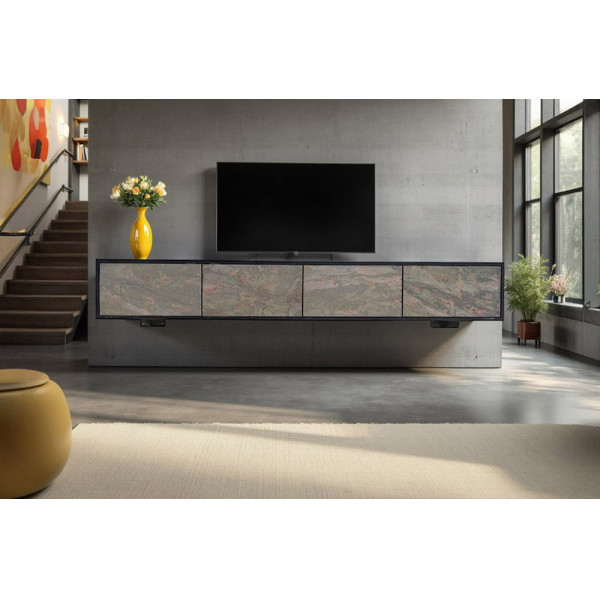 MOUNTAIN SOUL különleges kőfurnéros fali TV-szekrény - 200cm - natúr