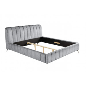 MANHATTAN bársony franciaágy 160 × 200 cm – szürke / fekete Ágyak