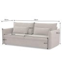 LUMA modern kordbársony ágyazható kanapé - 215cm - szürke