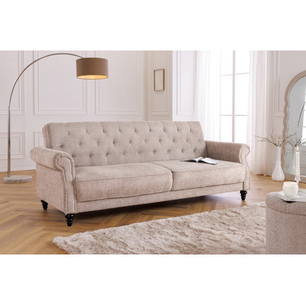 MAISON BELLE modern ágyazható kanapé - 220cm - beige bouclé