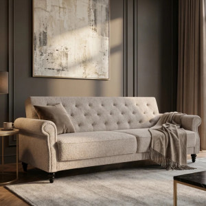 HAVEN bouclé kanapéágy 220 cm – bézs INVICTA