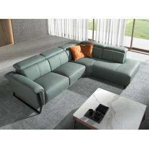 MINERVA prémium bőr relax sarokkanapé- türkiz - jobbos ANGEL CERDA