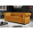 CHESTERFIELD design bársony kanapé - 205cm - mustár