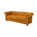 CHESTERFIELD design bársony kanapé - 205cm - mustár