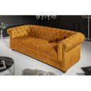 CHESTERFIELD design bársony kanapé - 205cm - mustár