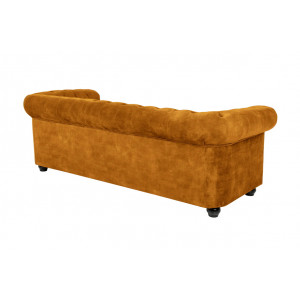 CHESTERFIELD design bársony kanapé - 205cm - mustár