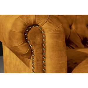 CHESTERFIELD design bársony kanapé - 205cm - mustár