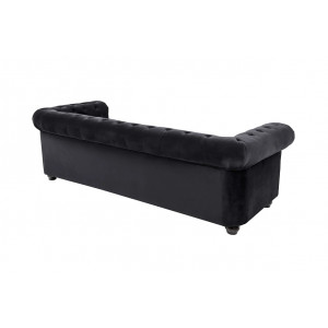 CHESTERFIELD design bársony kanapé - 205cm - fekete