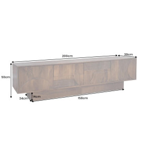 DECORAND különleges mangófa TV-szekrény - 200cm - barna