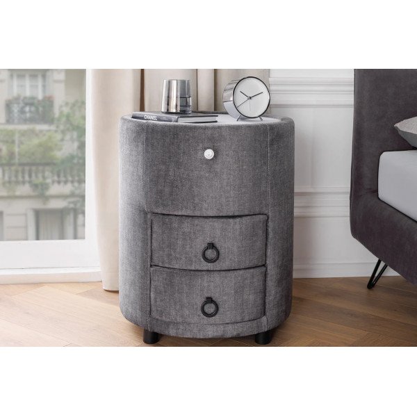 SIGNUM modern bársony éjjeliszekrény - szürke