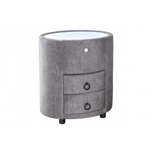 SIGNUM OVAL  modern bársony éjjeliszekrény - szürke
