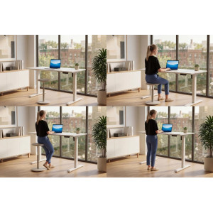 RISE elektromosan állítható íróasztal 140 cm – fehér
