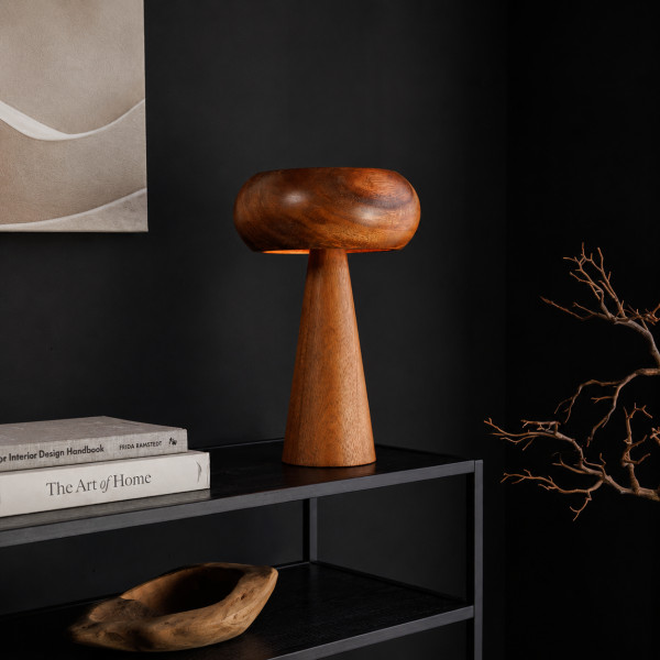 GROVE modern asztali lámpa 36 cm – akácfa / natúr