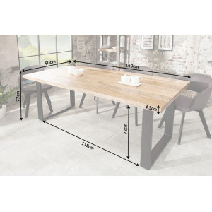 IRON CRAFT mangófa étkezőasztal - natúr - 160cm